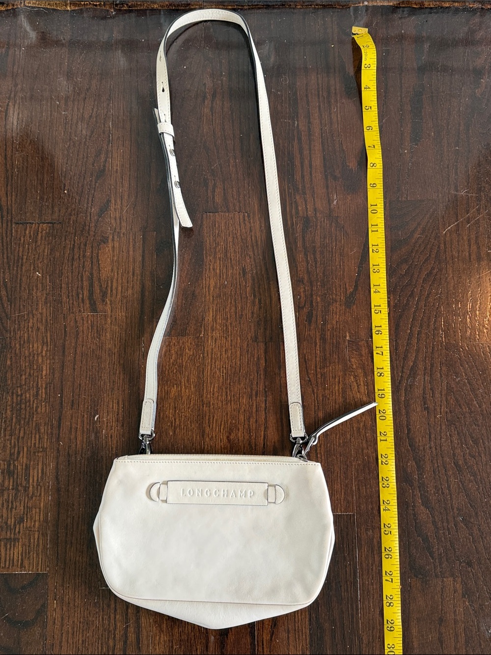 Longchamp Cream Leather Crossbody Bag - Picture 3 of 8